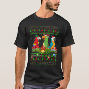T-shirt Macaw Birds Aimer Xmas Éclairage Père Noël Ugly Ma