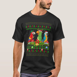 T-shirt Macaw Birds Aimer Xmas Éclairage Père Noël Ugly Ma