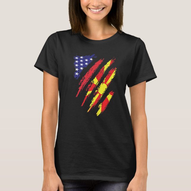 T-shirt Macédoine American Grosse Drapeau USA Patriot Heri (Devant)