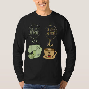 T-shirt Machine à coudre Café Drôle Coudre Coussins