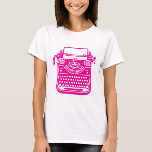 T-shirt Machine à écrire vintage - Rose
