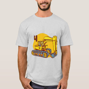 T-shirt Machinerie d'excavatrice jaune mignonne