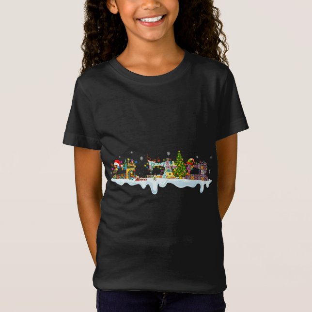 T-Shirt Machines à coudre Gnomes mignons Arbre de Noël Cou (Devant)