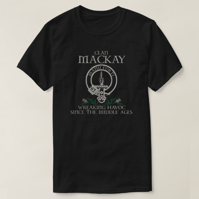 T-shirt Mackay Clan crest Scottish nom tartan Thistle (Design devant)
