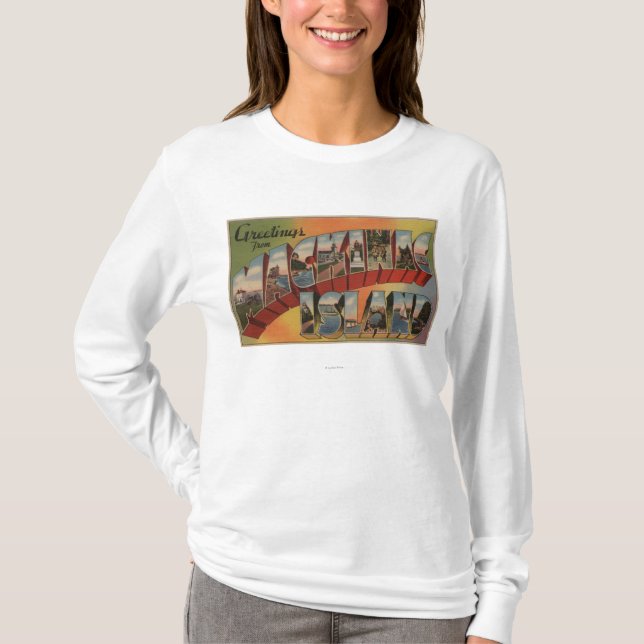 T-shirt Mackinac, Michigan - grandes scènes de lettre (Devant)