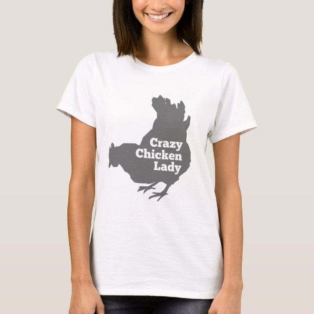 T-shirt Madame folle Pecking de poulet gris-foncé (Devant)