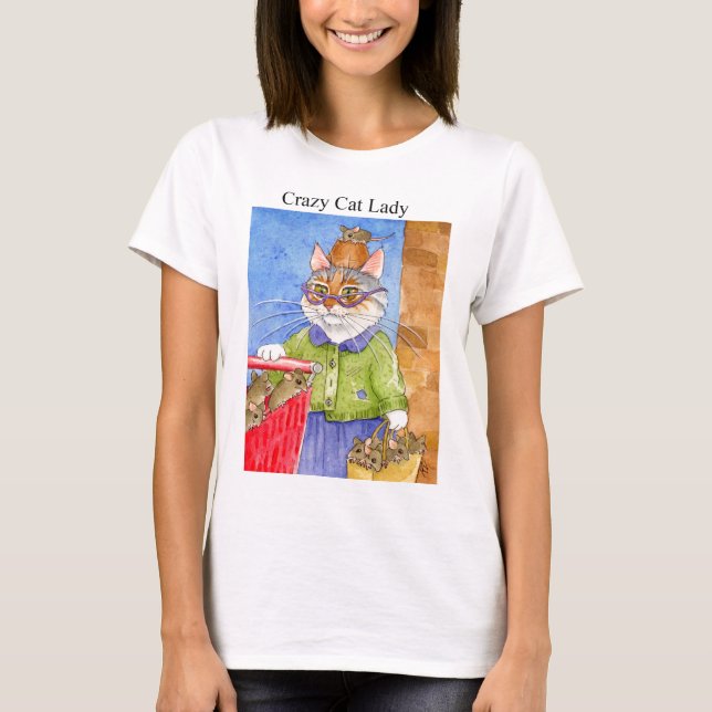 T-shirt Madame folle tee - shirt de chat (Devant)