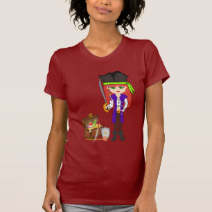 T - Shirt Mädchen-Piraten-wütender Morgans Rackh