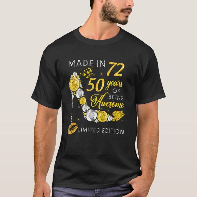 T-shirt Made In 1972 50 Years Of Being Awesome (Devant)