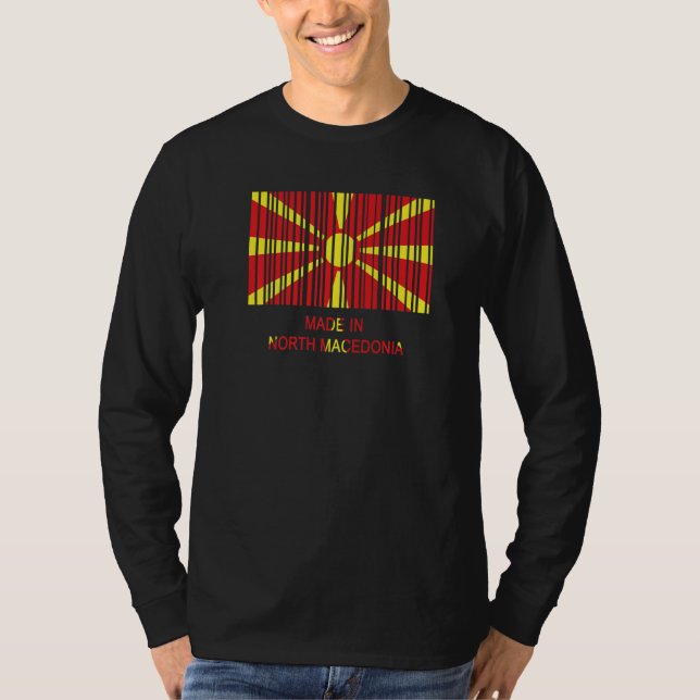 T-shirt Made in North Macedonia Flag Barcode (Devant)
