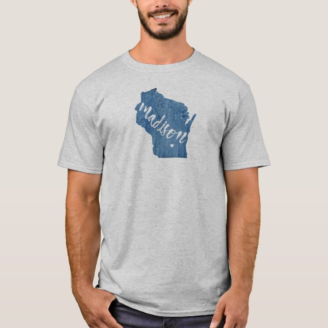 T-shirt Madison, Wisconsin Wood Grain (Devant)