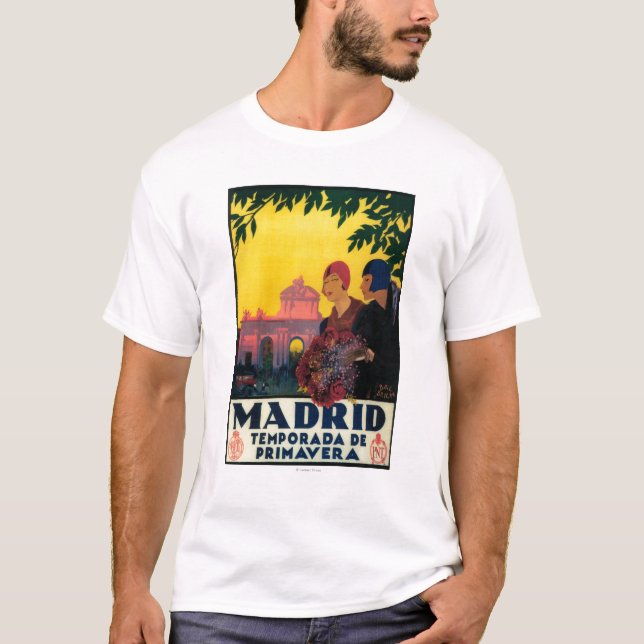 T-shirt Madrid en affiche promotionnelle de voyage de (Devant)