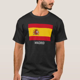 T-shirt Madrid Espagne Drapeau Emblème Escudo Bandera Cres
