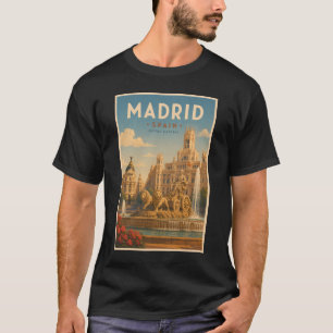 T-shirt Madrid Espagne Fontaine Cibeles Illustration Voyag