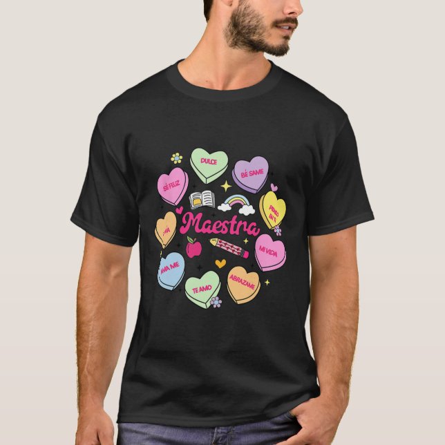 T-shirt Maestra Valentine's Day Spanish Teacher Conversati (Devant)