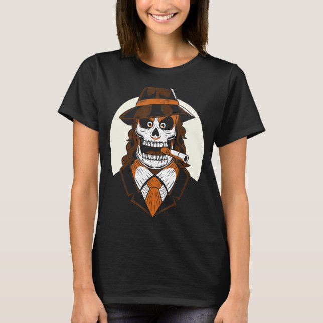 T-shirt Mafia Jour Du Crâne De La Mort Halloween Mexicain  (Devant)