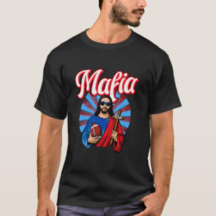 T-shirt Mafia - rouge Blanc Bleu Party Fan Jésus Drôle de