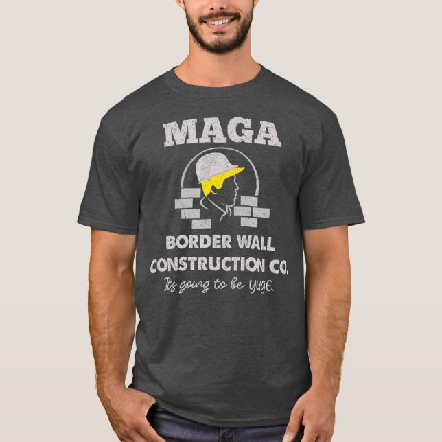 T-shirt MAGA Frontal Construction du mur Co Patriotique Pr (Devant)
