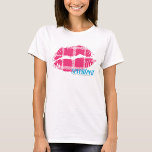 T-shirt Magenta de plaid