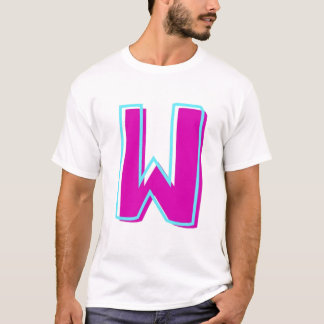 T-shirt Magenta élégant et lettre Turquoise W