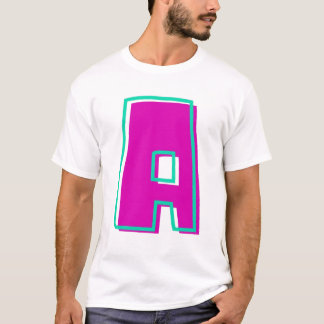 T-shirt Magenta et lettre Turquoise A élégantes