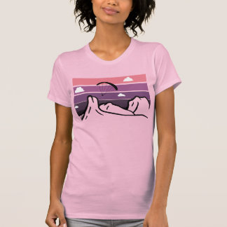 T-shirt Magenta Glasshouse Mountains Sunset Paragliding