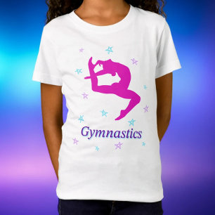 T-Shirt Magenta Gymnastique Leaping Silhouette Star