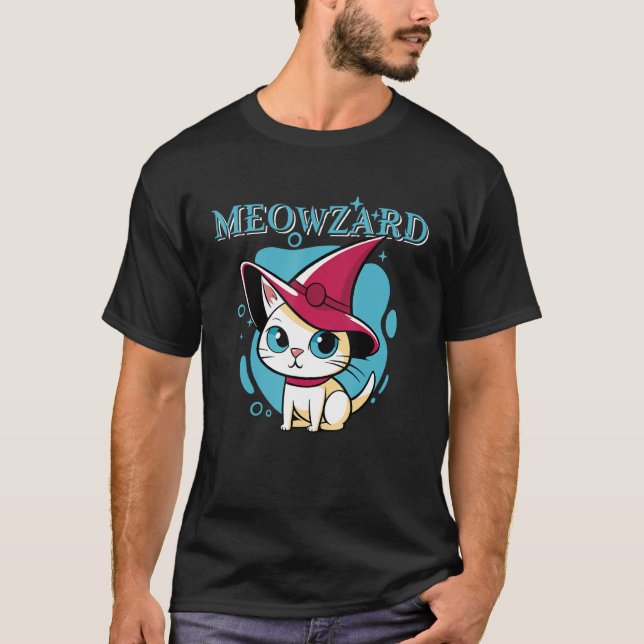 T-shirt Magic Cute Cat Kitten Wizard (Devant)