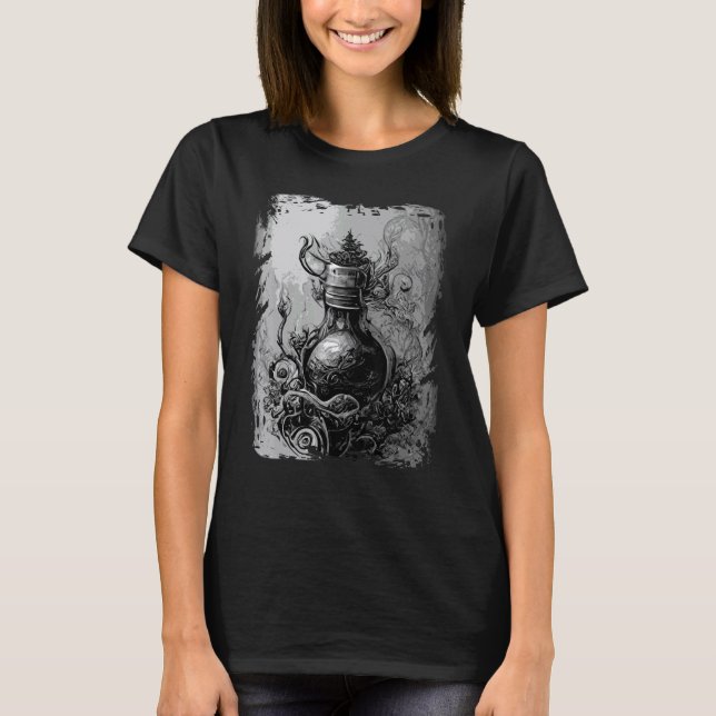 T-shirt Magic Potion Occult Horror Illustration Gothic Wit (Devant)