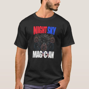 T-shirt Magicien du ciel de nuit - Feu patriotique blanc e