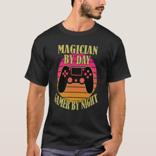 T-shirt Magicien Par Joueur Jour Par Nuit Vidéo Jeu Contro