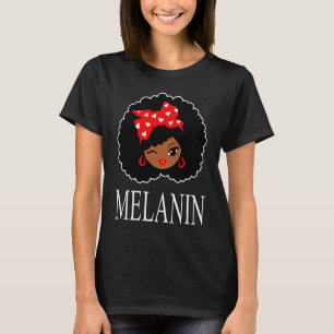 T-shirt Magie de fille noire clin d'œil afro lèvres reine