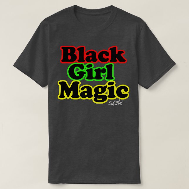 T-shirt Magie de la fille noire (Design devant)