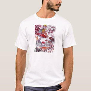 T-shirt MAGIE FOLLET d'imaginaire floral blanc rouge de
