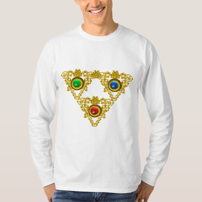 T-SHIRT MAGIQUE ELFIC TALISMAN /GOLD TRIANGLE AVEC GEMSTON (Devant)