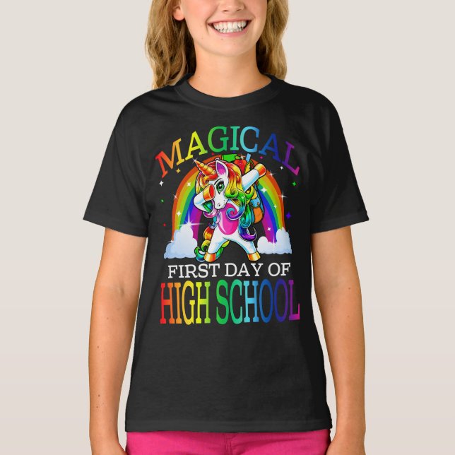T-shirt Magique Premier Jour Du Lycée Unicorn (Devant)
