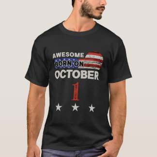T-shirt Magnifique 1Er Octobre Vintage Usa Drapeau Classiq