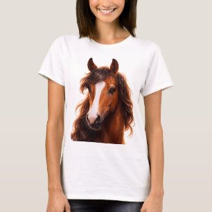 T-shirt Magnifique, cheval bai avec une balzane frontale