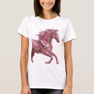 T-shirt Magnifique conception de CHEVAL ROSE argenté