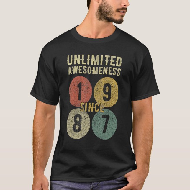 T-shirt Magnifique depuis 1987 36ème anniversaire Homme & (Devant)