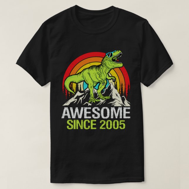 T-shirt Magnifique depuis 2005 Dinosaur 18 Année 18ème ann (Design devant)