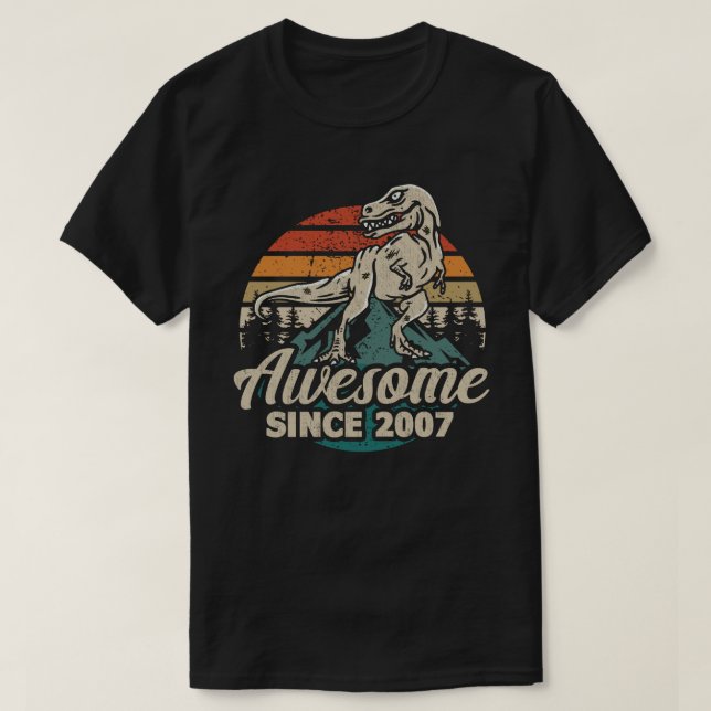T-shirt Magnifique depuis 2007 Dinosaur 16 Anniversaire 16 (Design devant)