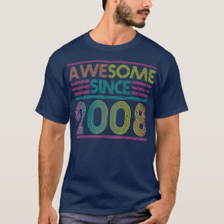 T-shirt Magnifique Depuis 2008 Funny Colorful 2008 Anniver