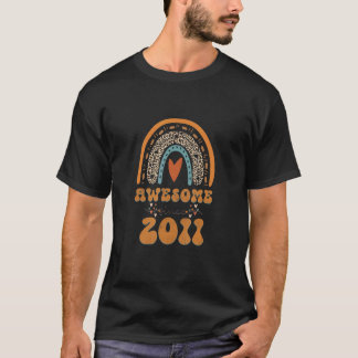 T-shirt Magnifique depuis 2011 Retro Rainbow Leopard Heart