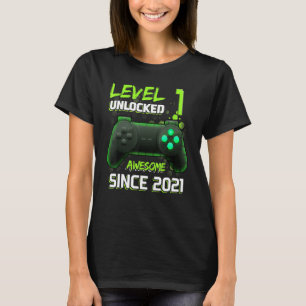 T-shirt Magnifique Depuis 2021 Niveau 1 Jeux Vidéo Déverro