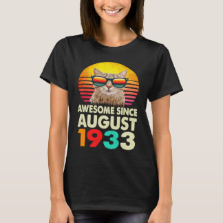 T-shirt Magnifique depuis août 1933 90e Anniversaire Chat