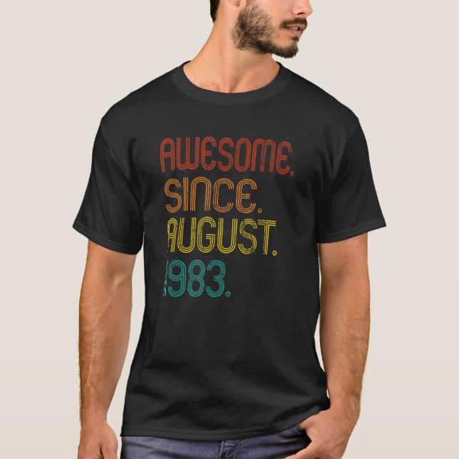 T-shirt Magnifique depuis août 1983 39e anniversaire Retro (Devant)