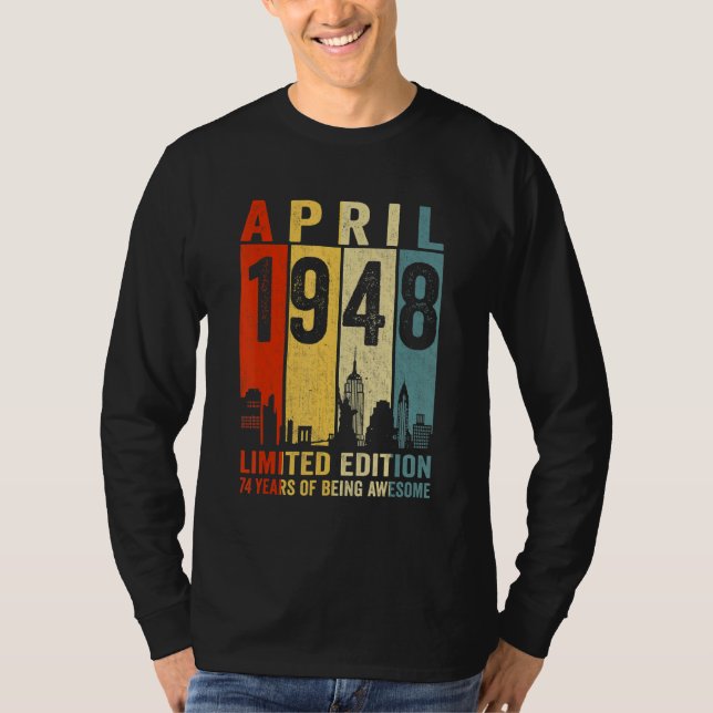 T-shirt Magnifique depuis avril 1948 74e anniversaire Vint (Devant)
