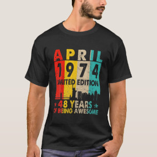 T-shirt Magnifique Depuis Avril 1974 48E Anniversaire Vint
