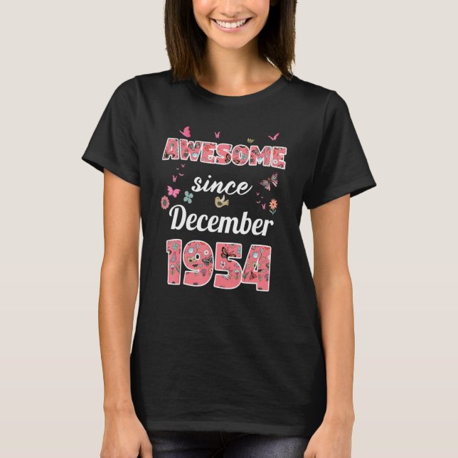 T-shirt Magnifique depuis décembre 1954 fleurs 1954 décemb (Devant)